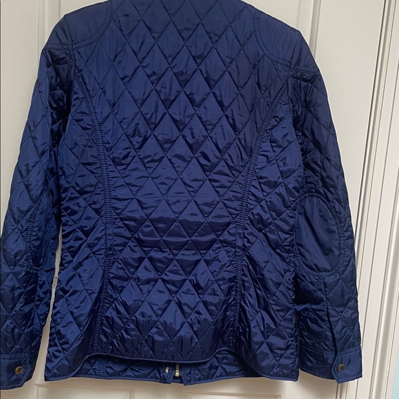 Banana Republic BR sz S Quilted Barn Coat Towne Country blue w sand cord no belt - Picture 3 of 12